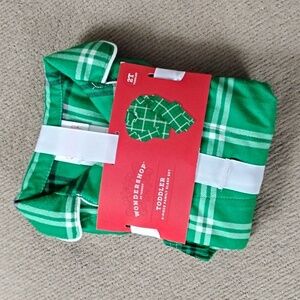 🍀 Wondershop Toddler Green Plaid Sleepwear Set, Size 2T Soft Winter Pajamas